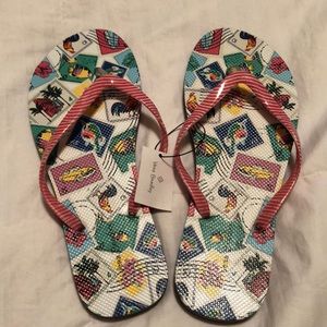 Vera Bradley Flip Flops- Cuban Stamp Large